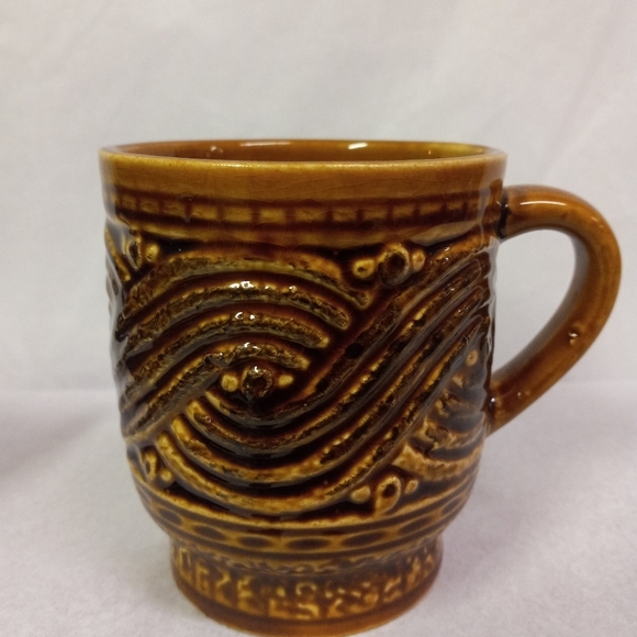 VINTAGE 6 Mugs Japanese Pottery Porcelain Ceramic Blue, Orange, Green, Brown,Tan - Picture 12 of 13